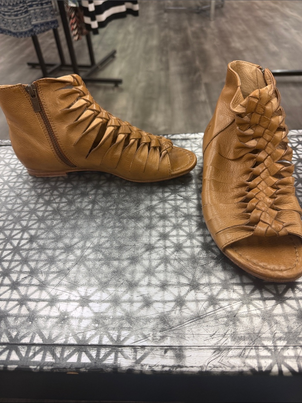 Frye Women's Tan Braided Peep-Toe Ankle Sandals Size 6